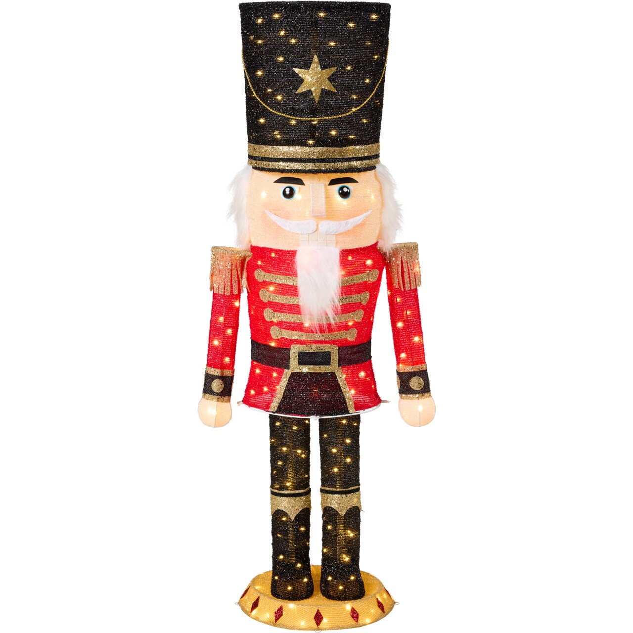 Christmas Nutcracker 5ft Pop up Lighted Large Holiday Decoration w/150 Pre-Lit Twinkling LED lights for Outdoor, Indoor